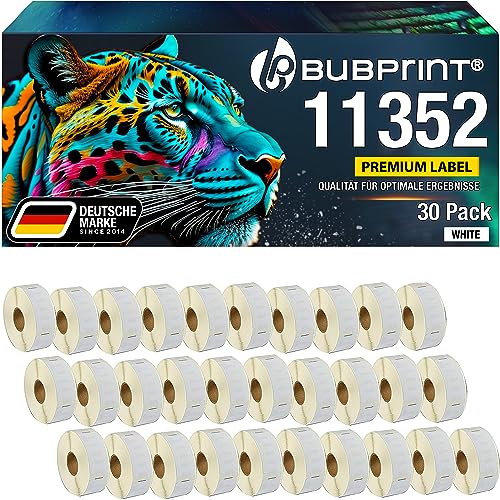 Bubprint 30 Etiketten kompatibel als Ersatz für Dymo 11352 S0722520 für Labelwriter 310 320 330 Turbo 400 Twin Turbo Duo 450 Twin Turbo Duo SE450 25 mm x 54 mm von Bubprint