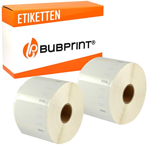 Bubprint 2 Etiketten kompatibel als Ersatz für Dymo 11354 S0722540 für Labelwriter 310 320 330 400 450 Duo Twin Turbo 57 x 32 mm weiß white von Bubprint