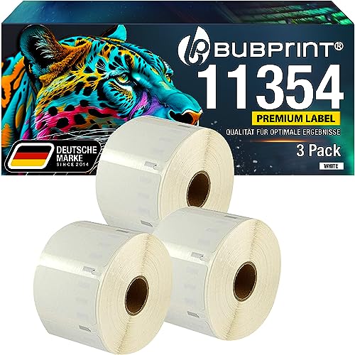 Bubprint 3 Etiketten kompatibel als Ersatz für Dymo 11354 S0722540 für Labelwriter 310 320 330 400 450 Duo Twin Turbo 57 x 32 mm weiß white von Bubprint
