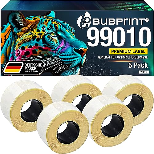 Bubprint 5 Etiketten kompatibel als Ersatz für Dymo 99010 S0722370 für Labelwriter 310 320 330 Turbo 400 Twin Turbo Duo 450 Twin Turbo Duo SE450 28MM X 89MM Weiß von Bubprint