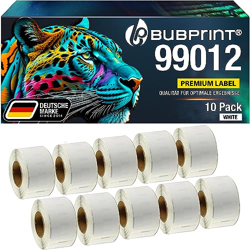 Bubprint 10 Etiketten kompatibel als Ersatz für Dymo 99012 S0722400 für Labelwriter 310 320 330 Turbo 400 Twin Turbo Duo 450 SE450 36 x 89 mm Weiß von Bubprint