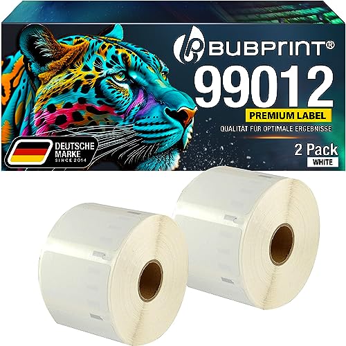 Bubprint 2 Etiketten kompatibel als Ersatz für Dymo 99012 S0722400 für Labelwriter 310 320 330 Turbo 400 Twin Turbo Duo 450 Twin Turbo Duo SE450 36 x 89 mm Weiß von Bubprint