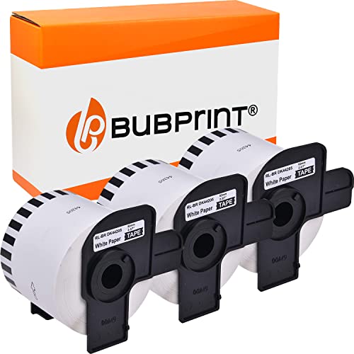 Bubprint 3 Etikettenrollen kompatibel als Ersatz für Brother DK-44205 DK 44205 für P-Touch QL-500 QL-560 QL-570 QL-580N QL-650TD QL-700 QL-710W QL-1050 62mm von Bubprint