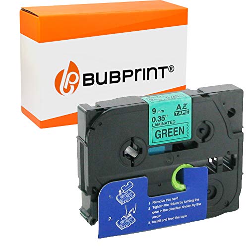 Bubprint Schriftband kompatibel als Ersatz für Brother TZE-721 TZE 721 für P-Touch 1280 2430PC 2730VP 3600 9500PC 9700PC D400VP D600VP H100LB H105 P700 P750W 9MM Schwarz auf Grün von Bubprint