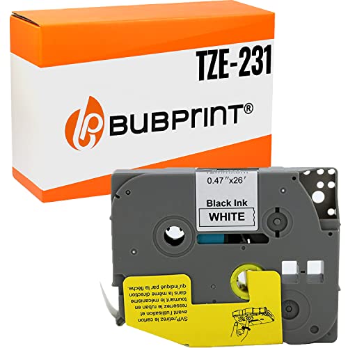 Bubprint TZE 231 Schriftband kompatibel als Ersatz für Brother TZE-231 TZE231 für Brother P-Touch H101gb H101c H100lb H100r H101 H105 H100 D400 D200 D600vp E110 E550wvp P750w P700 1000 1010 12mmx8m von Bubprint