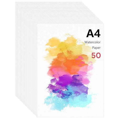 Bubuny 50 Blätter Aquarellpapier A4, Aquarellblock Aquarell Karten Blanko Dickes Watercolor Paper für Aquarelle Gouache Acryl Malen Zeichnen DIY Kunstwerke, 230g Bubuny 50 Blätter Aquarellpapier A4, Aquarellblock Aquarell Karten Blanko Dickes Watercolor Paper für Aquarelle Gouache Acryl Malen Zeichnen DIY Kunstwerke, 230g von Bubuny