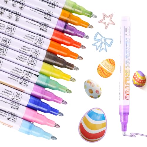 Bubuny Glitzerstifte Magische Stifte, Outline Stifte 12 Stk. Glitzerstifte Geschenke für Mädchen, Glitzer Filzstifte für Steine Bemalen, Magische Stifte für Scrapbooking Ostern Basteln Bubuny Glitzerstifte Magische Stifte, Outline Stifte 12 Stk. Glitzerstifte Geschenke für Mädchen, Glitzer Filzstifte für Steine Bemalen, Magische Stifte für Scrapbooking Ostern Basteln von Bubuny