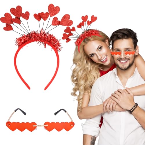 Bubuny Herz Stirnband Glitzer Rot, Herz Haarreif mit Brille In Herzform,Valentinstag Herz Haarreif, Herz Haarreifen Für Karneval Weihnachten Geburtstag Hochzeit Faschings Party Bubuny Herz Stirnband Glitzer Rot, Herz Haarreif mit Brille In Herzform,Valentinstag Herz Haarreif, Herz Haarreifen Für Karneval Weihnachten Geburtstag Hochzeit Faschings Party von Bubuny