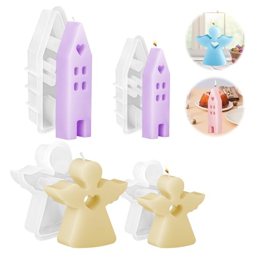 Bubuny Silikonformen Gießformen 4 Stük, 3D Häuser Kerzenforme Silikon zum Gießen Kerzen Formen, Engel Häuser Ostern Gießen Silikonform, Epoxidharz DIY für Ostern Deko, Seife, Gips, Handwerk Bubuny Silikonformen Gießformen 4 Stük, 3D Häuser Kerzenforme Silikon zum Gießen Kerzen Formen, Engel Häuser Ostern Gießen Silikonform, Epoxidharz DIY für Ostern Deko, Seife, Gips, Handwerk von Bubuny