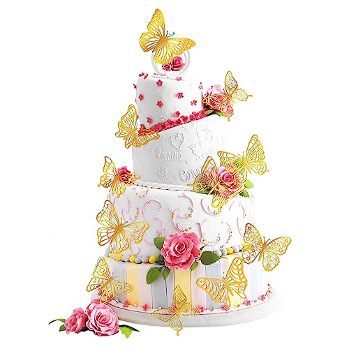 Schmetterlinge Tortendeko, 48 Stück Schmetterlinge Deko Torte 3D Gold Tortendeko Geburtstag Hochzeit Party Cake Topper für Kinder Erwachsene Torten Schmetterlinge Tortendeko, 48 Stück Schmetterlinge Deko Torte 3D Gold Tortendeko Geburtstag Hochzeit Party Cake Topper für Kinder Erwachsene Torten von Bubuny