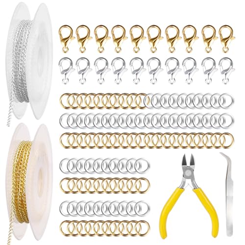 Bubuyun 2 STK 5m Schmuckkette Gliederkette Meterware Schmuckherstellung Kit Silber Gelb Schmuck machen Kette dünn Jewelry Link Chain mit 40 Karabinerverschluss und 100 Biegeringe für DIY Halskette Bubuyun 2 STK 5m Schmuckkette Gliederkette Meterware Schmuckherstellung Kit Silber Gelb Schmuck machen Kette dünn Jewelry Link Chain mit 40 Karabinerverschluss und 100 Biegeringe für DIY Halskette von Bubuyun