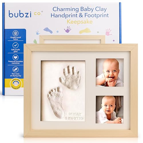 Bubzi Co Handabdruck Fußabdruck Baby Fotorahmen Set für Neugeborene Mädchen Jungen, Gerahmte Bilder Baby Geschenk, Fotoalbum Baby, Andenkenbox, Wanddekoration für Zimmer Kinderzimmer (Natural Wood) Bubzi Co Handabdruck Fußabdruck Baby Fotorahmen Set für Neugeborene Mädchen Jungen, Gerahmte Bilder Baby Geschenk, Fotoalbum Baby, Andenkenbox, Wanddekoration für Zimmer Kinderzimmer (Natural Wood) von Bubzi Co