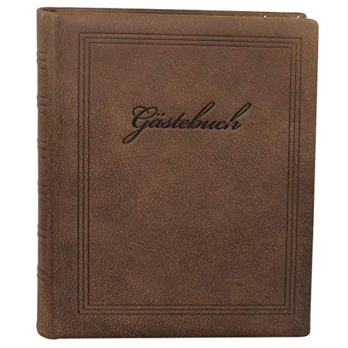 Gästebuch braunes Wasserbüffel Leder mit Büttenrand und Prägung, extra dick mit 450 Seiten Gästebuch braunes Wasserbüffel Leder mit Büttenrand und Prägung, extra dick mit 450 Seiten von Buchbinderei Vera Donna