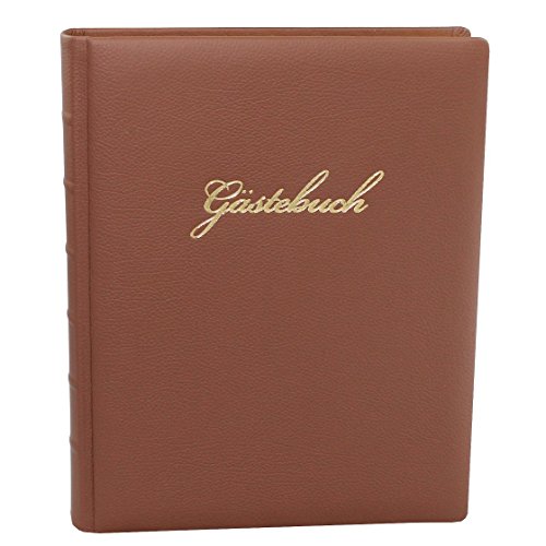Gästebuch braunes genarbtes Leder mit Goldschnittblock und Prägung "Gästebuch" Gästebuch braunes genarbtes Leder mit Goldschnittblock und Prägung "Gästebuch" von Buchbinderei Vera Donna
