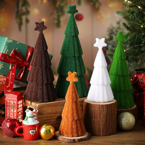 Bucherry 5-teiliges Weihnachts-Samtbäume-Set, 3 Größen, moderne Samt-Zapfen, Tischplatte, handgefertigt, Weihnachts-Tischaufsätze, Bäume für DIY, Weihnachtsfeiertagsdekoration (Braun, Weiß, Grün) Bucherry 5-teiliges Weihnachts-Samtbäume-Set, 3 Größen, moderne Samt-Zapfen, Tischplatte, handgefertigt, Weihnachts-Tischaufsätze, Bäume für DIY, Weihnachtsfeiertagsdekoration (Braun, Weiß, Grün) von Bucherry