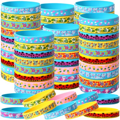 Bucherry Hawaiianische Party-Armbänder, Silikon, Sommer, tropische Luau-Armbänder, Flamingo, Ananas, Palme, hawaiianische Luau-Partygeschenke für Sommer, Strand, Zubehör (40 Stück) von Bucherry