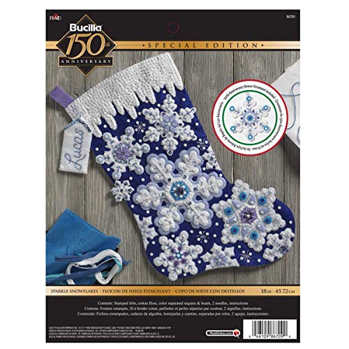 Bucilla 52413 Sparkle Snowflake Nähset, Baumwolle, Länge: 45,7 cm, Einheitsgröße von Bucilla