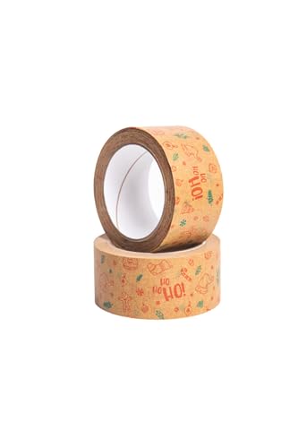 BudMat Klebeband Weihnachten Packband Frohe Weihnachtsklebeband aus Papier 50mm/40m 1 Rolle von BudMat