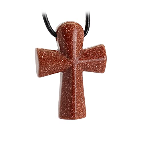 Budawi® Goldfluss Anhänger Ankh Kreuz Seefahrerkreuz mit Lederband von Budawi