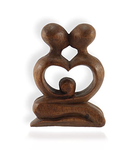budawi® Skulptur liebendes Paar 10 cm Holzfigur Holzskulptur Pärchen Herz Kunsthandwerk aus Bali von budawi