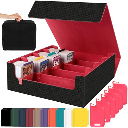Budiwati 3200+ Sammelkarten Aufbewahrungsbox - 4-reihiges MTG Commander Deck Case mit 30 Trennwänden, 6 Kunststoff-Clips, tragbare Handtasche, PU-Leder Magnetverschluss für TCG, YuGiOh, Sportkarten Budiwati 3200+ Sammelkarten Aufbewahrungsbox - 4-reihiges MTG Commander Deck Case mit 30 Trennwänden, 6 Kunststoff-Clips, tragbare Handtasche, PU-Leder Magnetverschluss für TCG, YuGiOh, Sportkarten von Budiwati