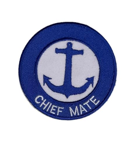 Budodrake Nautische Aufnäher Set, Kapitän, Crew, Chief Mate Patches, Marineblau-Weiß, Baumwolle (Chief Mate) von Budodrake