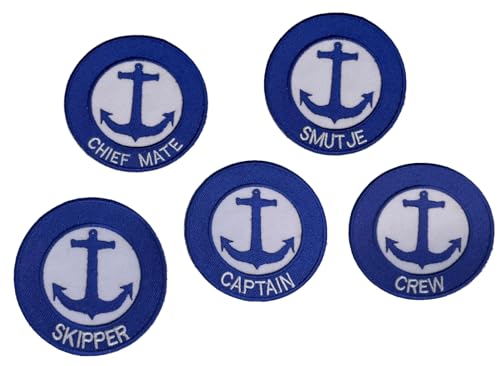 Budodrake Nautische Aufnäher Set, Kapitän, Crew, Chief Mate Patches, Marineblau-Weiß, Baumwolle (Set alle 5 Varianten) von Budodrake