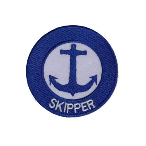 Budodrake Nautische Aufnäher Set, Kapitän, Crew, Chief Mate Patches, Marineblau-Weiß, Baumwolle (Skipper) von Budodrake