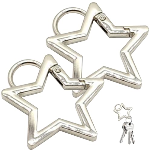 Budstfee Sternschlüsselring, Star Carabiner Clip, 2pcs Star Keychain Metal Sternschlüssel Ring Heavy Duty Sternschlüsselketten Clip Polished Cute Carabiner für Handwerksherstellung von Budstfee