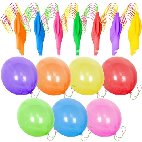 Kids 'Party Balloons, Punchballons für Kinder 35pcs 18 Zoll verschiedene Farben Neon -Stanzballons mit Gummi -Band -Handles -Latexballon für tägliche Spiele Hochzeitsgeburtstagsfeier. von Budstfee