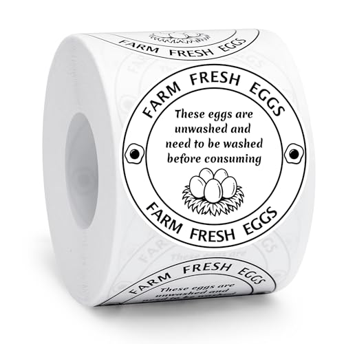 500 Stück 5,1 cm große Farm-Frischeier-Karton-Etiketten, selbstklebend, ungewaschen, Aufkleber für Huhn, Wachteln, Entenei-Etiketten 500 Stück 5,1 cm große Farm-Frischeier-Karton-Etiketten, selbstklebend, ungewaschen, Aufkleber für Huhn, Wachteln, Entenei-Etiketten von Bueake