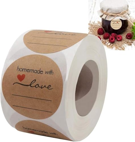 Einmach-Etiketten für Einmachgläser und mehr (5,1 cm, rund, 500 Stück pro Rolle) mit Linien zum Schreiben, für selbstgemachte Marmelade, Gelee und mehr von Bueake