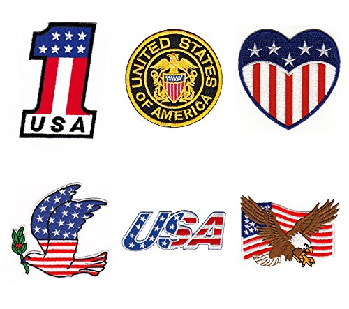 USA United States Love Aufnäher 6 Stück Bügelbild Patch von Bügelbilder Set