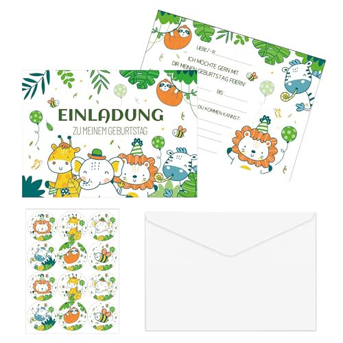 Buer Homie 12 Einladungskarten Mit UmschläGen Und Siegelaufklebern FüR Kinderpartys, Einladungskarten Kindergeburtstag MäDchen, Einladung Kindergeburtstag (Tierwald) von Buer Homie