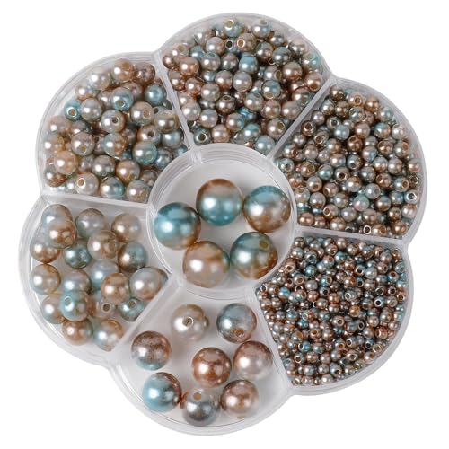 Buer Homie Perlen Set: 1150 Stück, 7 Größen (3-12 mm), Rund, Kunststoff, Braun, Ideal für Schmuck, DIY-Projekte von Buer Homie