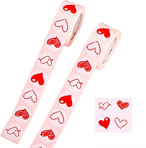 BuerHomie 1000 Stück Aufkleber Sticker Set rotes Herz für Valentinstag, Geschenke verpacken, Sticker Vinyl Wasserdichte Aesthetic Aufkleber Junge Mädchen Erwachsene von Buer Homie
