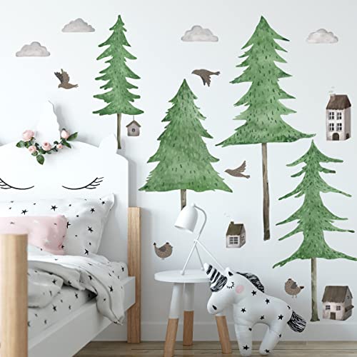 BuerHomie Wandtattoo Kinderzimmer groß, Bäume und Wolken Wandsticker, Wanddeko für babyzimmer kleinkinderzimmer Jungen Mädchen von Buer Homie