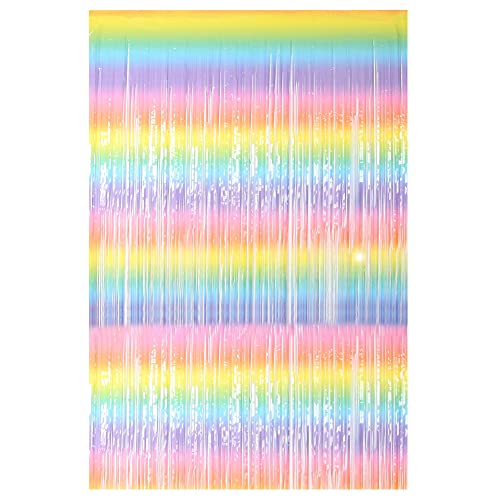 Buerhomie Macaron-Regenbogen-Folien-Fransenvorhang, 1 x 2 m, 2 Stück von Buer Homie