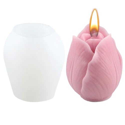 2 Stück Tulpen Kerzen Gießform, 3D Tulpenform- Tulpen Silikonformen, Blumen Kerzenform Für d-iy Kerzen Gießen, Gips, Seifen, Harzhandwerk von Buerfu