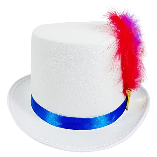 Buerfu 4. Juli Hut – 4. Juli Sternhut mit Feder – lustiger festlicher Party-Kopfschmuck, Karnevals-Kopfbedeckung, Urlaubsparade-Requisite für Unabhängigkeitstag von Buerfu