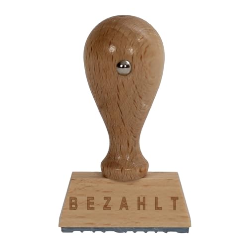 Bütic Business Holzstempel/Büro Stempel HS4010 mit Beschriftung oder Wunschtext, Stempeltext:B E Z A H L T von Bütic GmbH