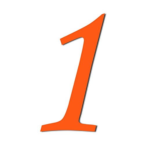 Bütic GmbH Plexiglas® Zahlen hellblau/orange - MT - Satz- und Sonderzeichen - 3mm Acrylglas, Größe:Höhe 10cm, Zahlen/Sonderzeichen:1 in orange von Bütic GmbH
