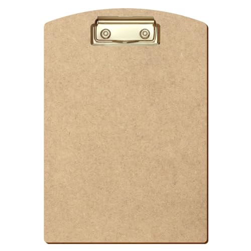 Bütic HDF/MDF Klemmbrett Segmentform für DIN A3 A4 A5 A6 Clipboard aus 3mm starkem HDF, Format:A5 hoch, Klemme:Bügelklemme gold von Bütic GmbH