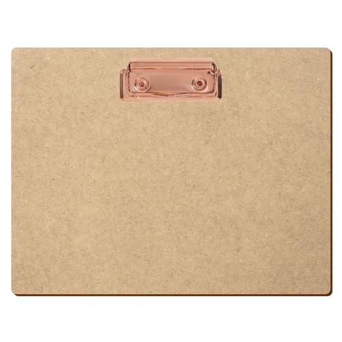 Bütic HDF/MDF Klemmbrett Standardform für DIN A3 A4 A5 A6 Clipboard aus 3mm starkem HDF, Format:A5 quer, Klemme:Bügelklemme roségold von Bütic GmbH
