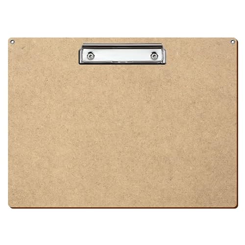 Bütic HDF/MDF Klemmbrett Standardform für DIN A3 A4 A5 A6 Clipboard mit 2 Ösen aus 3mm starkem HDF, Format:A4 quer, Klemme:Bügelklemme silber von Bütic GmbH