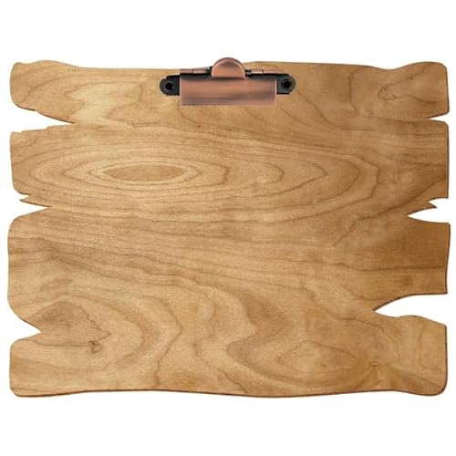 Bütic Holz Klemmbrett Holzbrettform Birke rustikal für DIN A3 A4 A5 A6 aus 3 mm Birkensperrholz und mit widerstandsfähigem Klarlack versiegelt, Format:A5 quer, Klemme:Zahnklemme Kupfer von Bütic GmbH