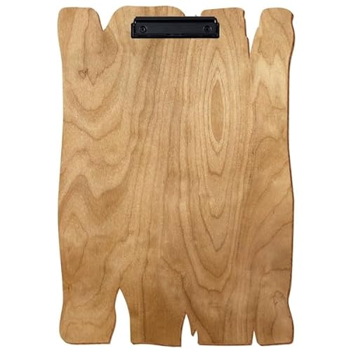 Bütic Holz Klemmbrett Holzbrettform Birke rustikal für DIN A3 A4 A5 A6 aus 3 mm Birkensperrholz und mit widerstandsfähigem Klarlack versiegelt, Format:A3 hoch, Klemme:Bügelklemme schwarz von Bütic GmbH