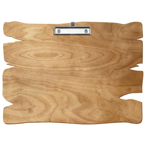 Bütic Holz Klemmbrett Holzbrettform Birke rustikal für DIN A3 A4 A5 A6 aus 3 mm Birkensperrholz und mit widerstandsfähigem Klarlack versiegelt, Format:A3 quer, Klemme:Bügelklemme Silber Stifthalter von Bütic GmbH