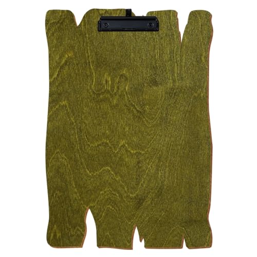 Bütic Holz Klemmbrett Holzbrettform Olivgrün für DIN A3 A4 A5 A6 aus 3mm Birkensperrholz und mit widerstandsfähigem Klarlack versiegelt, Format:A3 hoch, Klemme:Bügelklemme Schwarz Stifthalter von Bütic GmbH