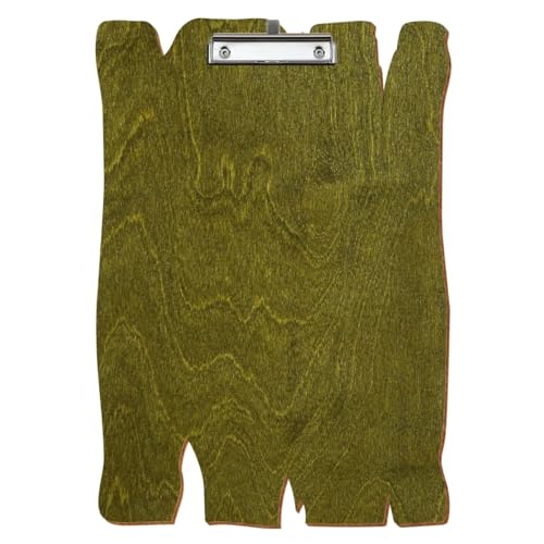 Bütic Holz Klemmbrett Holzbrettform Olivgrün für DIN A3 A4 A5 A6 aus 3mm Birkensperrholz und mit widerstandsfähigem Klarlack versiegelt, Format:A3 hoch, Klemme:Bügelklemme Silber Stifthalter von Bütic GmbH